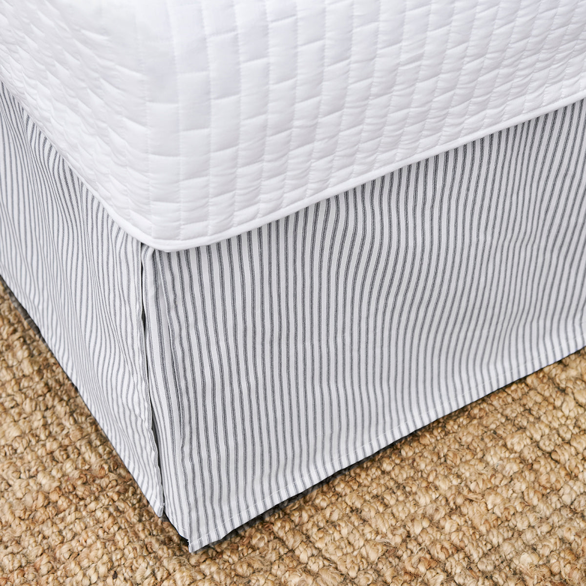 Gray Ticking Stripe Bedskirt | Twin, Full, Queen, King, Cal King, Extra Long Twin