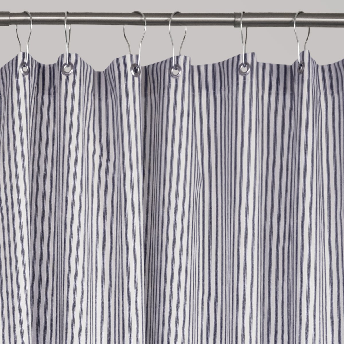 Extra Tall Shower Curtain Navy Blue Ticking