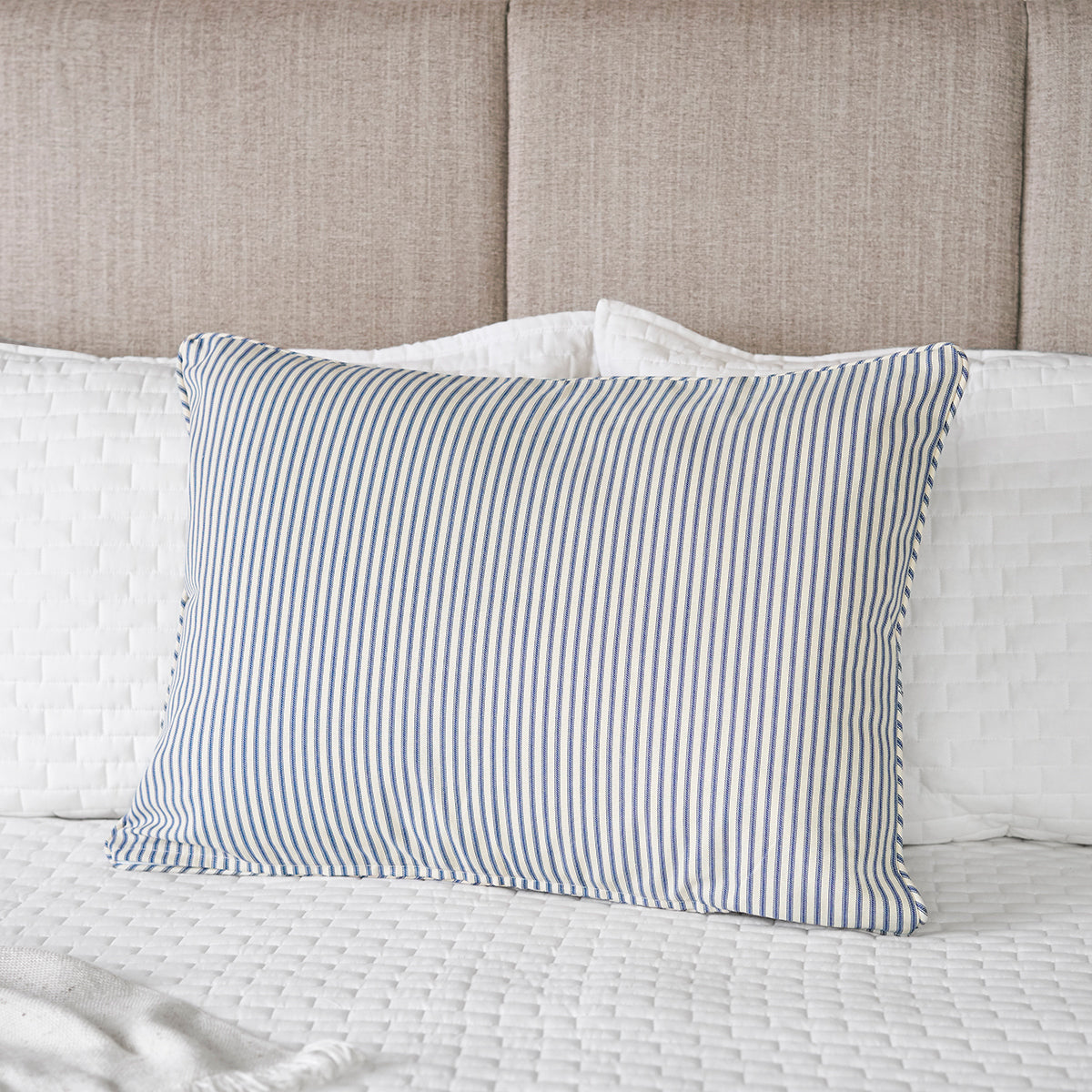 Ticking Stripe Sham | Navy Black Gray Brown or Red | Standard Euro King sizes