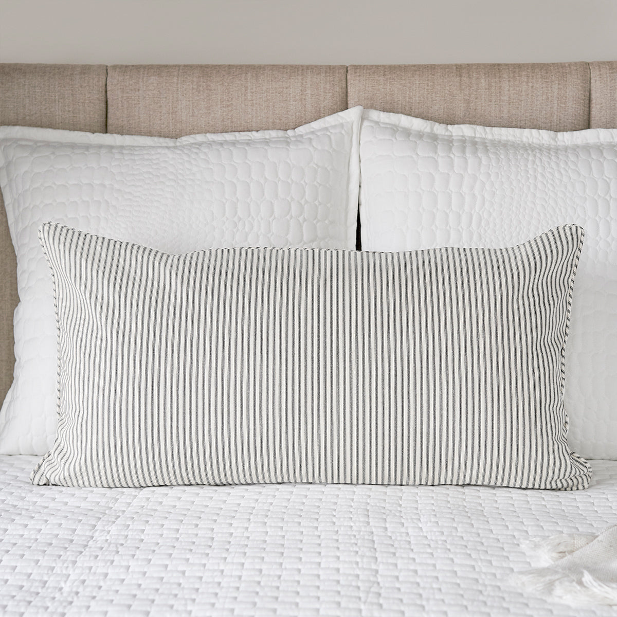 Ticking Stripe Sham | Gray | King