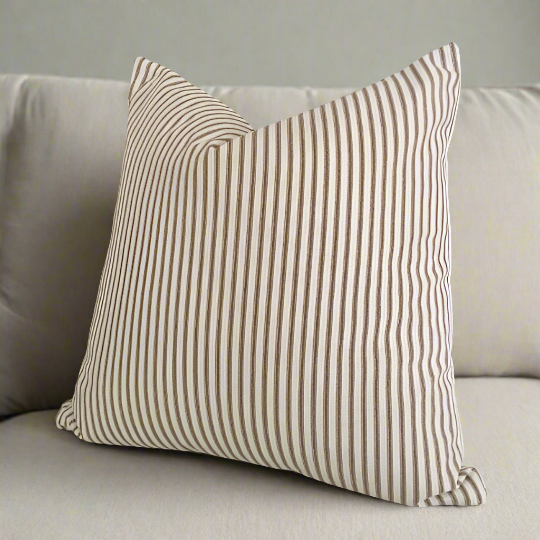 Brown Ticking Stripe Throw Pillow Cover 8 Sizes Available Made in USA Daniel Dry Goods