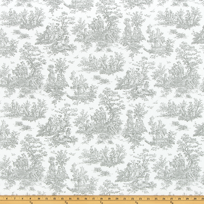 gray toile fabric detail