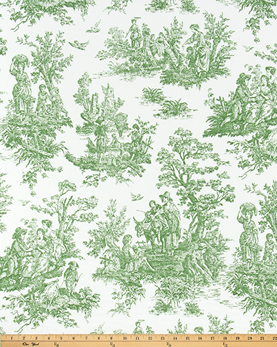 Farmhouse Shower Curtain - Toile de jouy fabric
