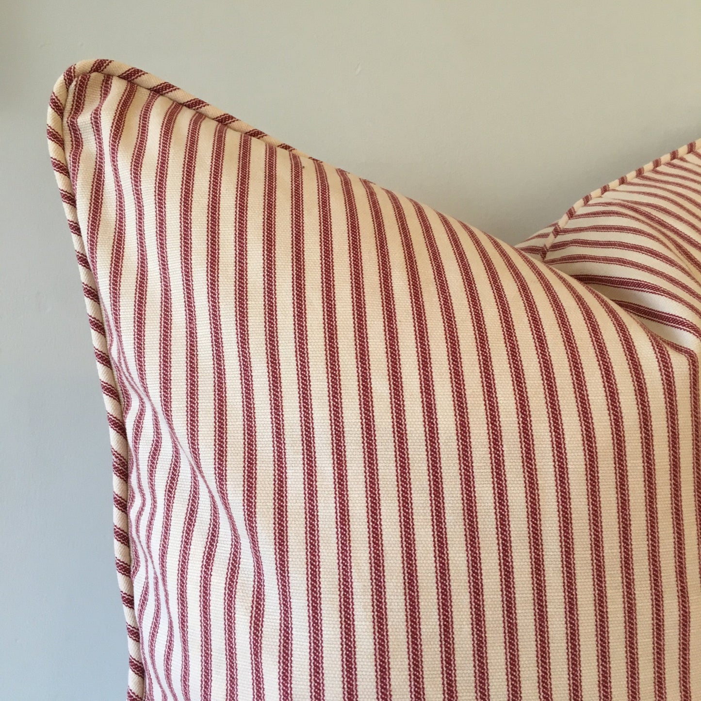Red Ticking Stripe Throw Pillow Cover 18x18