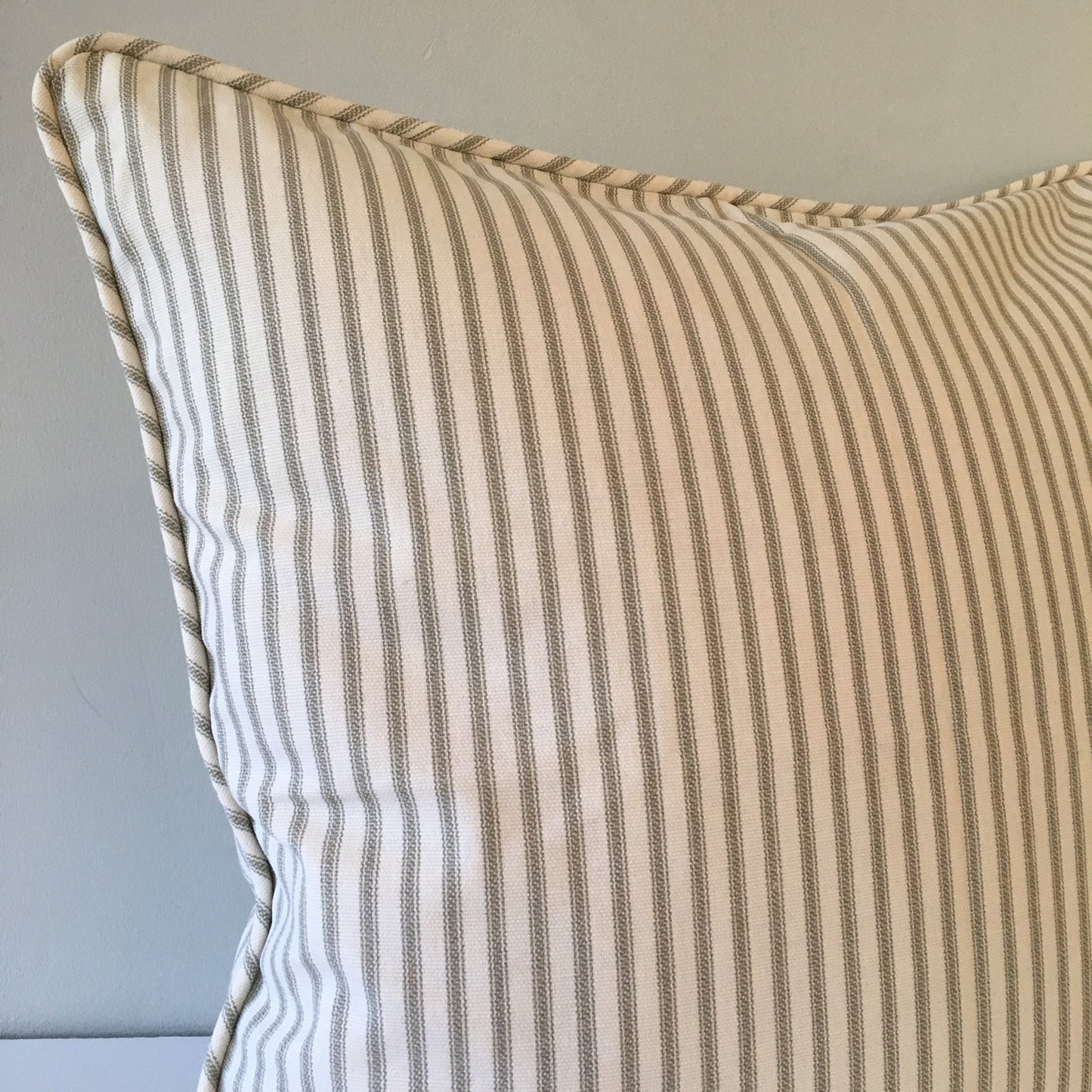Gray Ticking Stripe Throw Pillow Cover 18x18