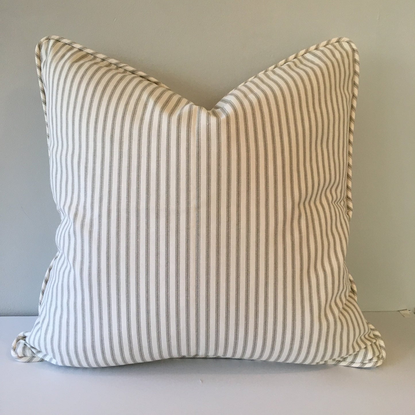 Gray Ticking Stripe Throw Pillow Cover 18x18