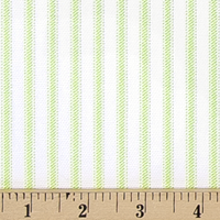 Green and White Ticking Stripe Shower Curtain Fabric Detail