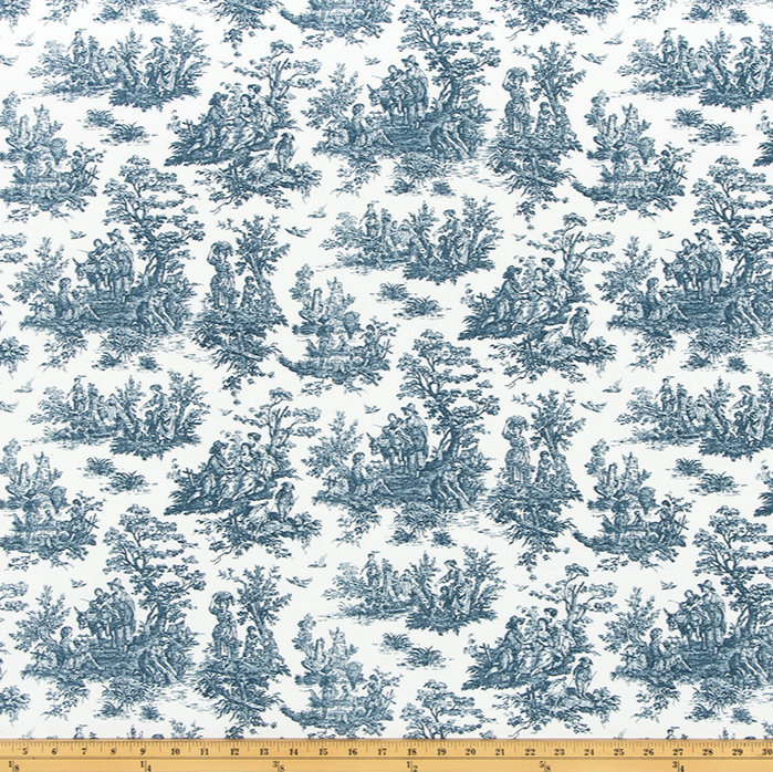 navy toile fabric detail