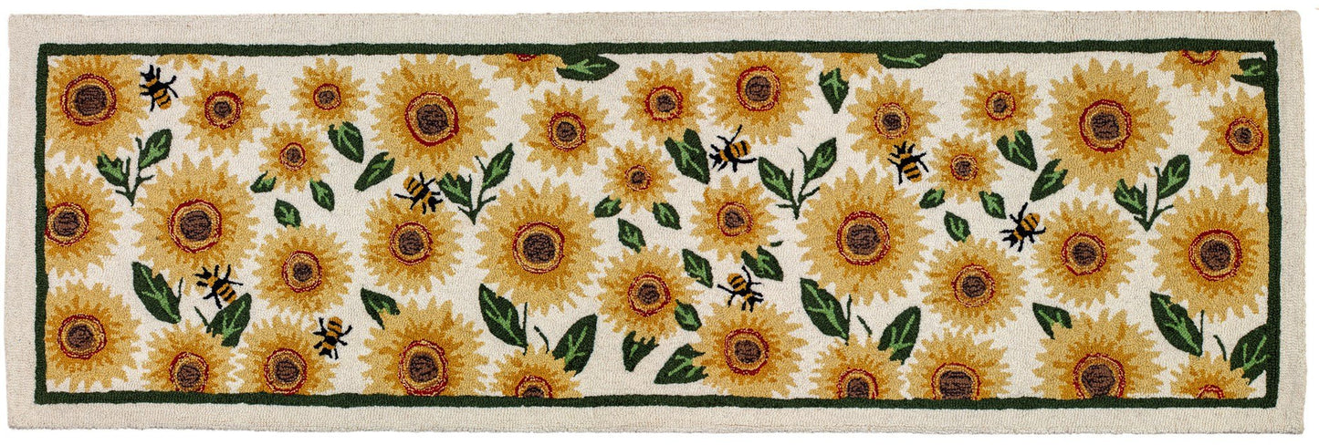 sunflower and bees themed area rug