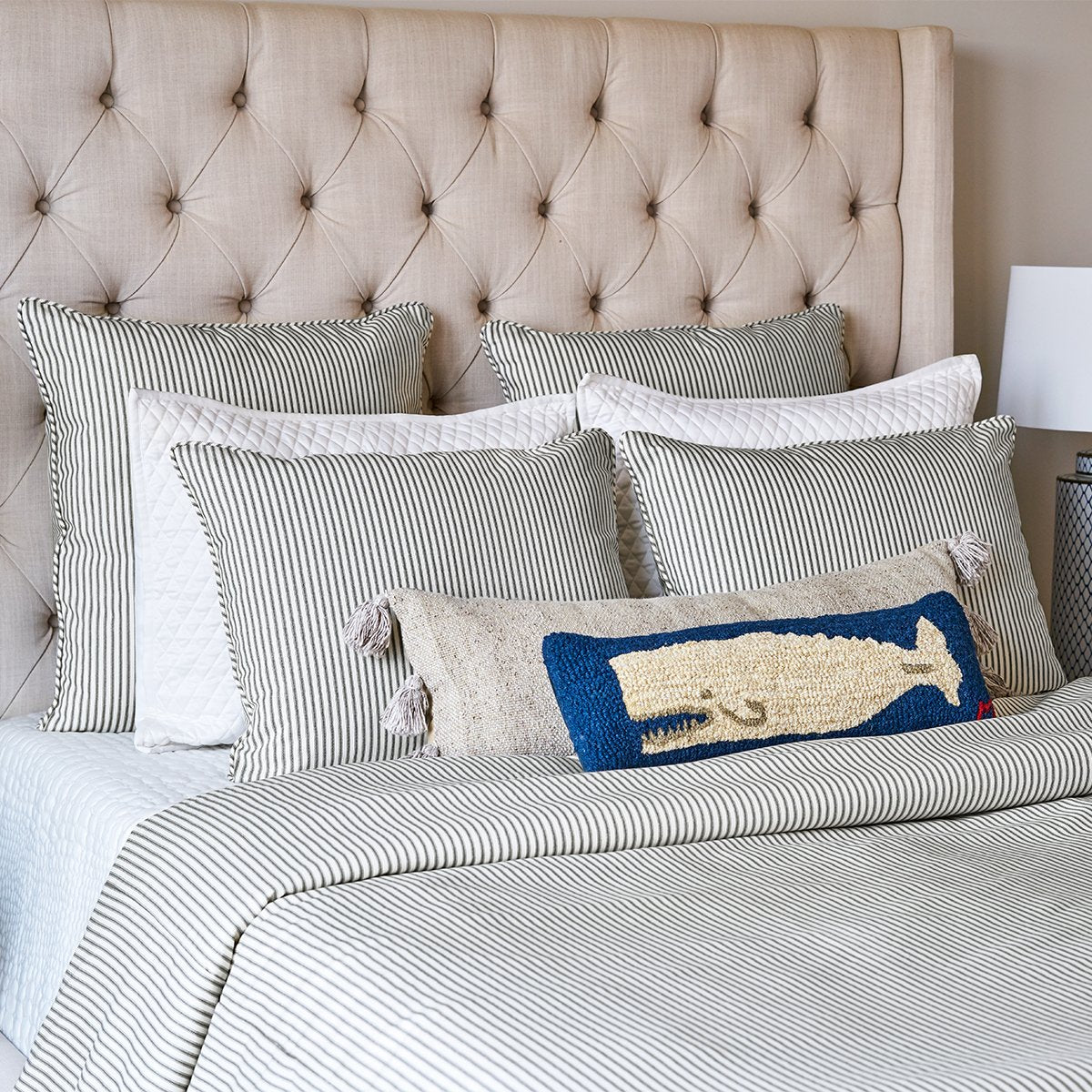 Ticking Stripe Duvet Cover - Navy, Black, Grey, Red, Brown