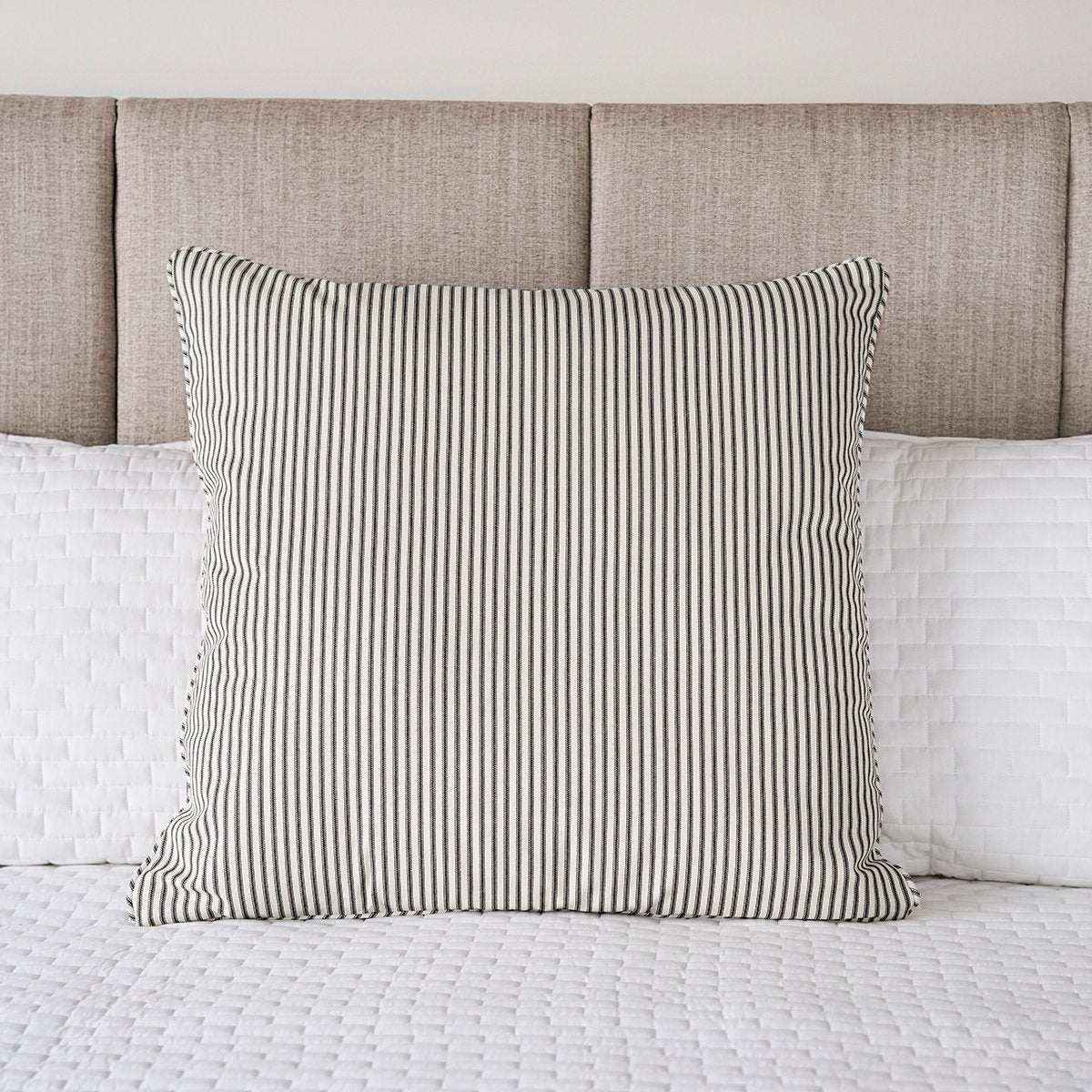 Ticking Stripe Pillow Sham | Euro Size Black
