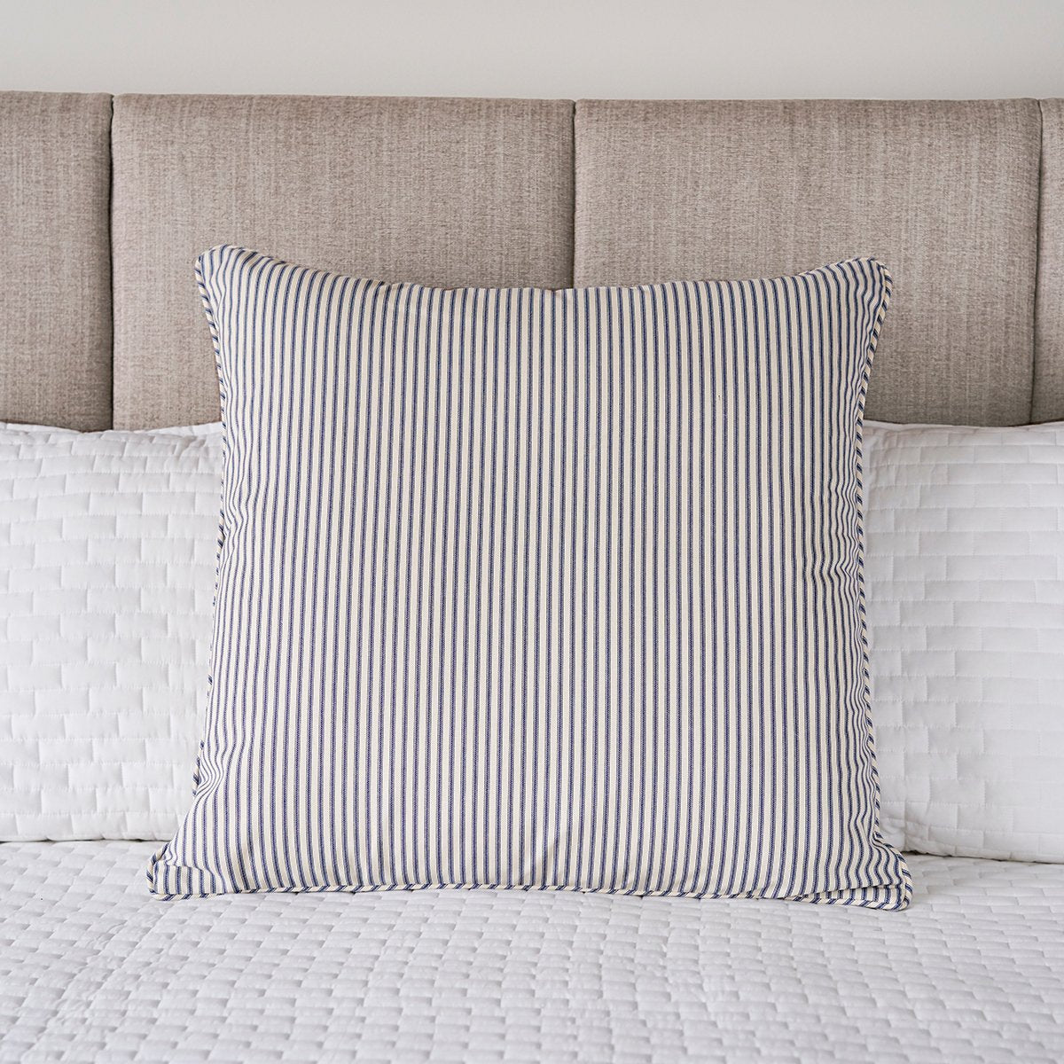 Ticking Stripe Pillow Sham | Euro Size Blue