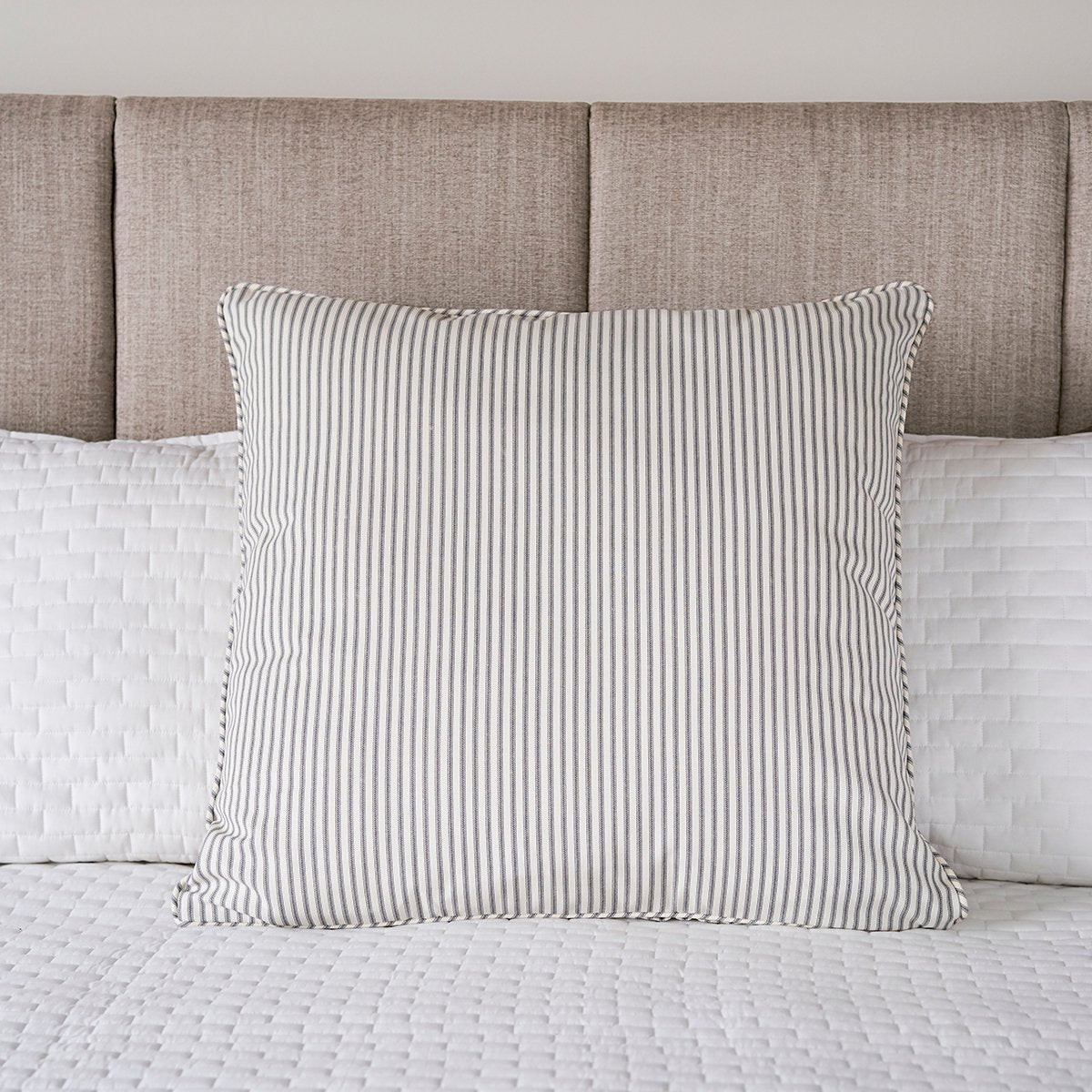 Ticking Stripe Pillow Sham | Euro Size Gray