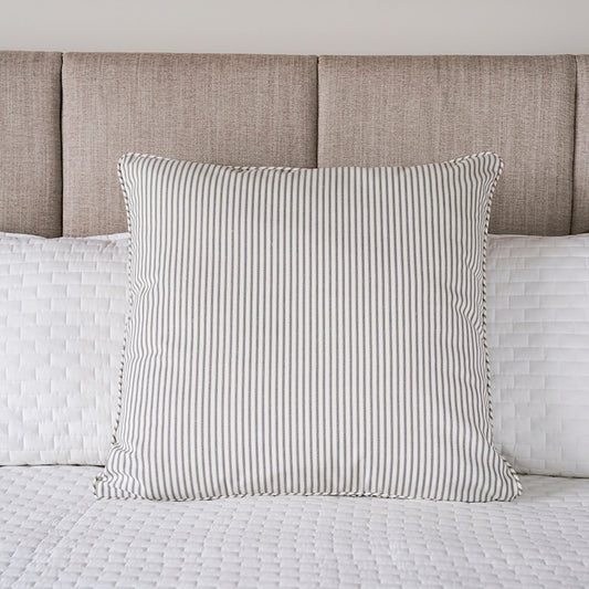 Ticking Stripe Pillow Sham |  Euro Size Gray