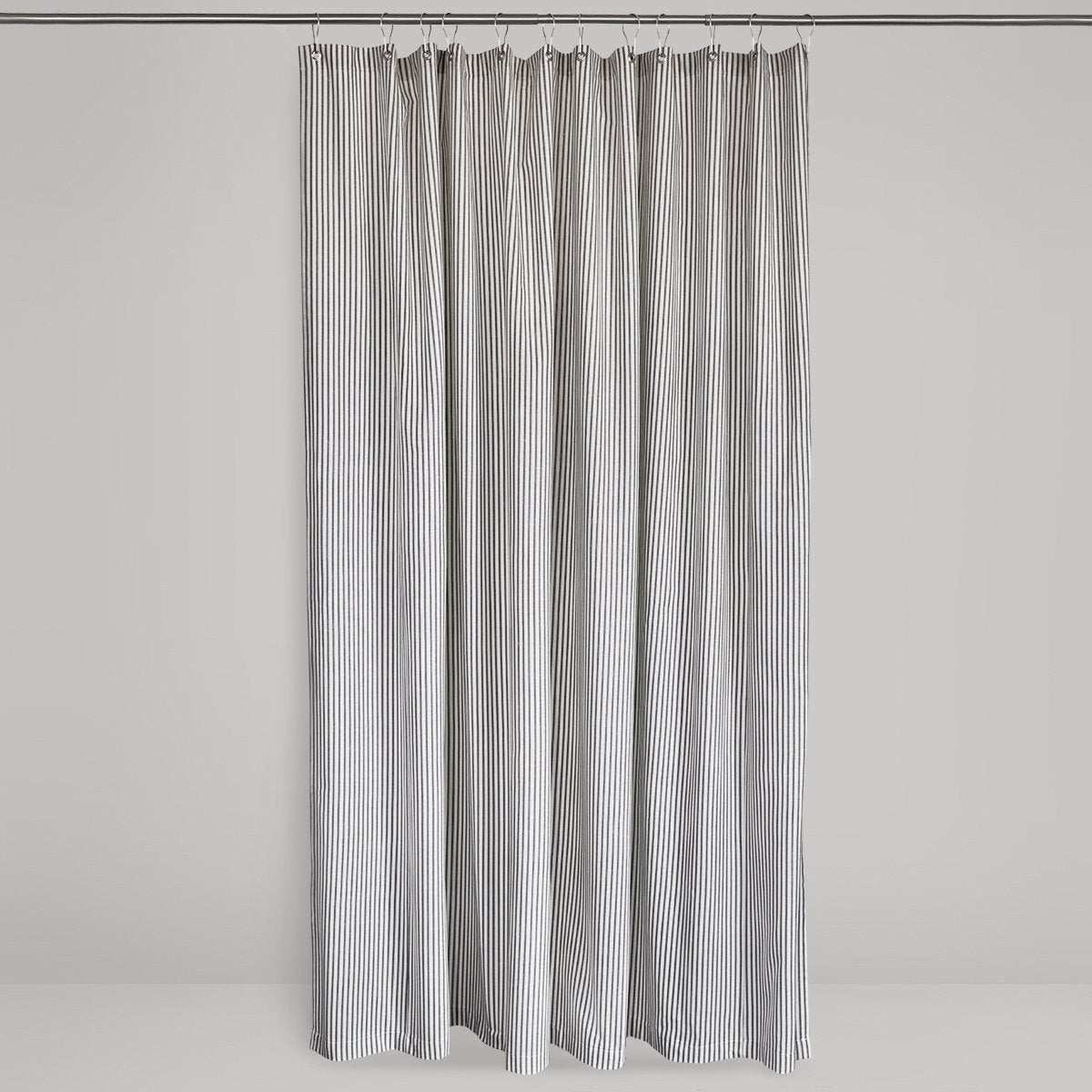 Extra Long Ticking Stripe Shower Curtain Black 72x84