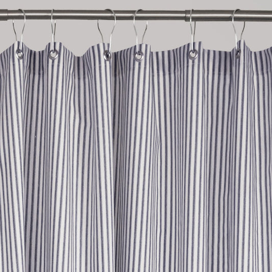 Ticking Stripe Shower Curtain Navy Blue