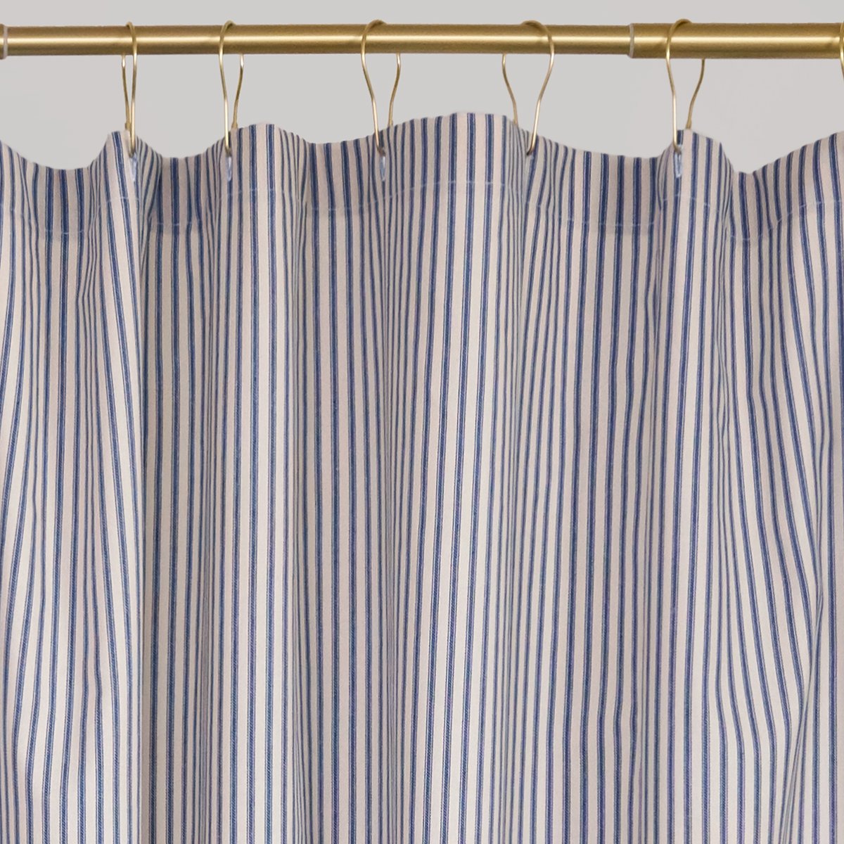 Ticking Stripe Shower Curtain - Navy Blue 100% Cotton Made in USA