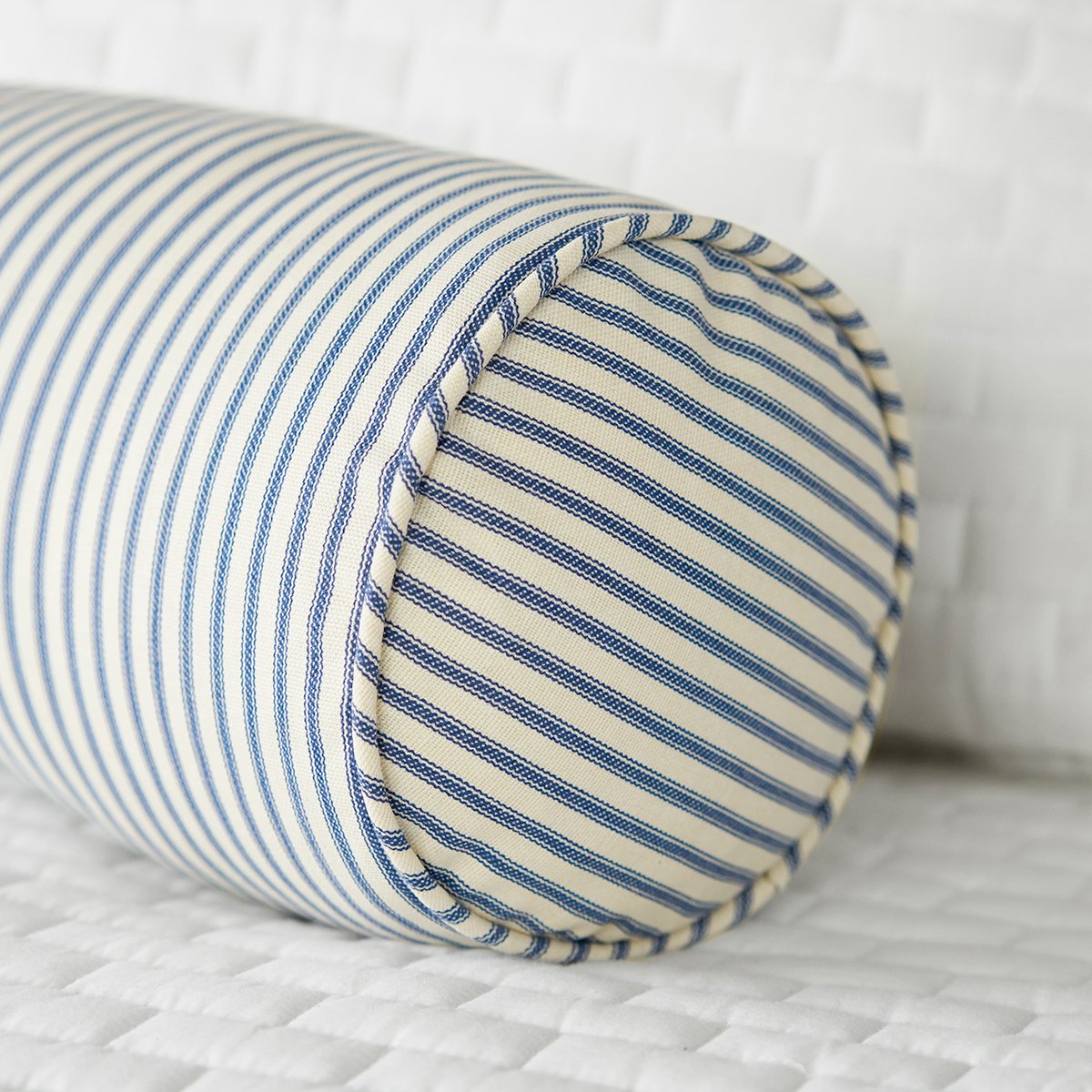 Ticking Stripe Bolster Pillow with Insert 6"x12" - Black, Navy, Red, Grey, Brown