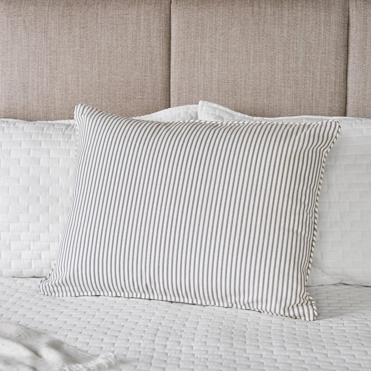 Ticking Stripe Pillow Sham | Standard Size Gray