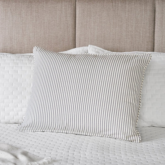 Ticking Stripe Pillow Sham |  Standard Size Gray