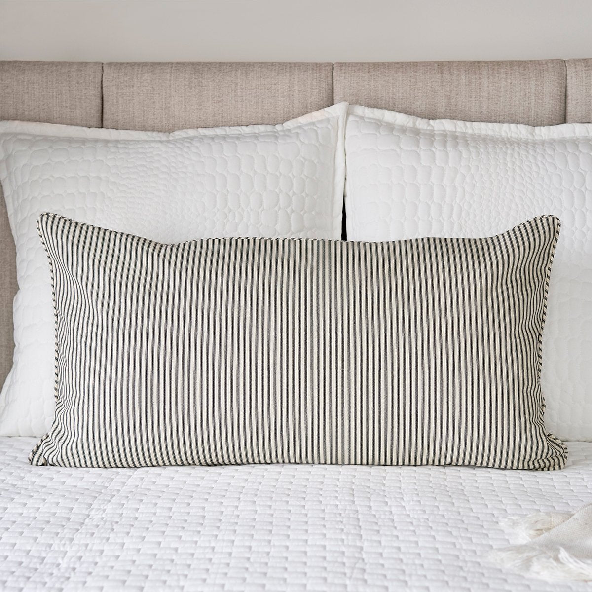 Ticking Stripe Pillow Sham | King Size Black
