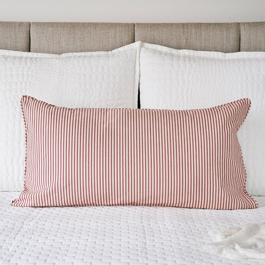 Ticking Stripe Pillow Sham |  King Size Red