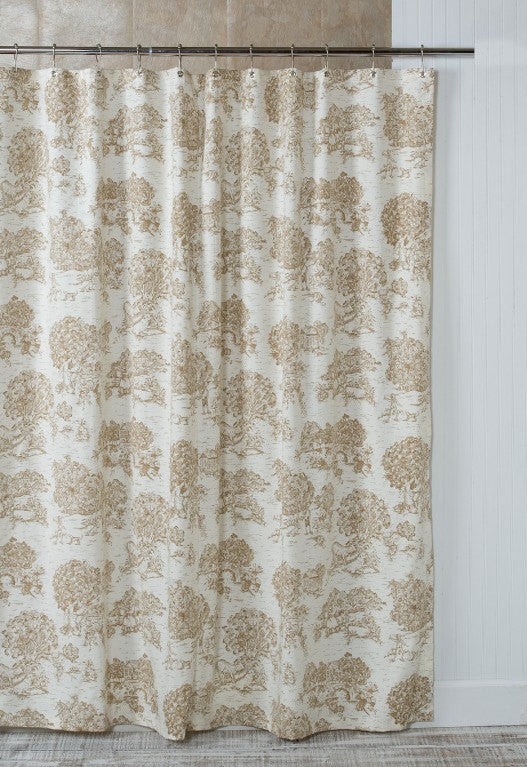 Brown Toile Shower Curtain