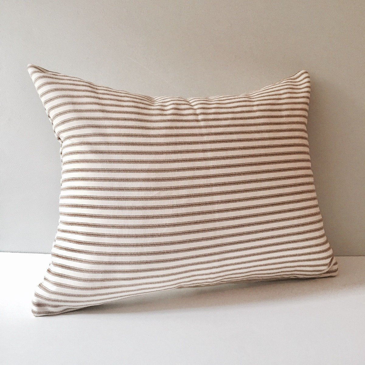 Brown Ticking Stripe Throw Pillow