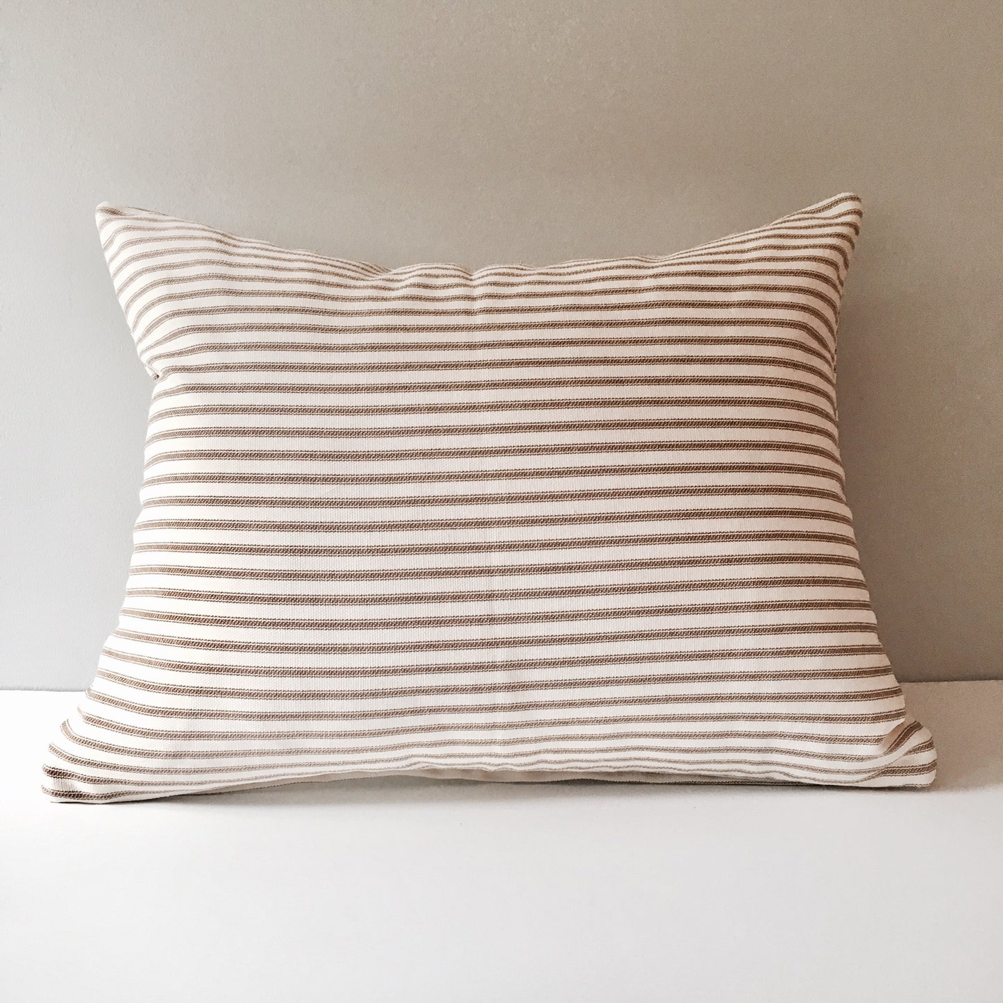 Brown Ticking Horizontal Stripe Throw Pillow Cover Rectangular Lumbar Size