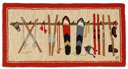 Ski Lodge Themed Area Rug With Red border