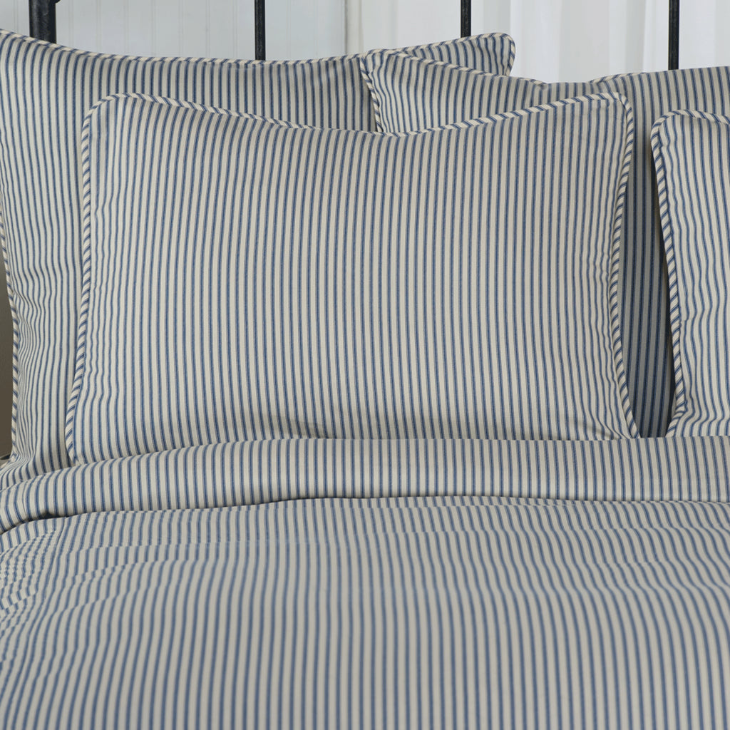 Ticking Stripe Pillow Sham | Euro, Standard, King, Black, Navy, Grey