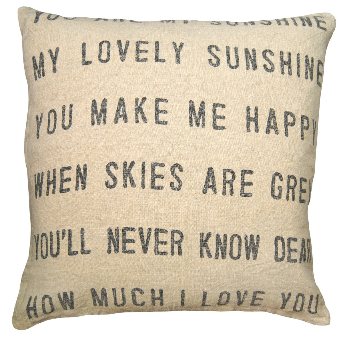 Stonewash Linen You Are My Sunshine Pillow