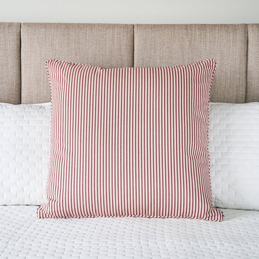 Red Ticking Stripe Euro Sham 26x26