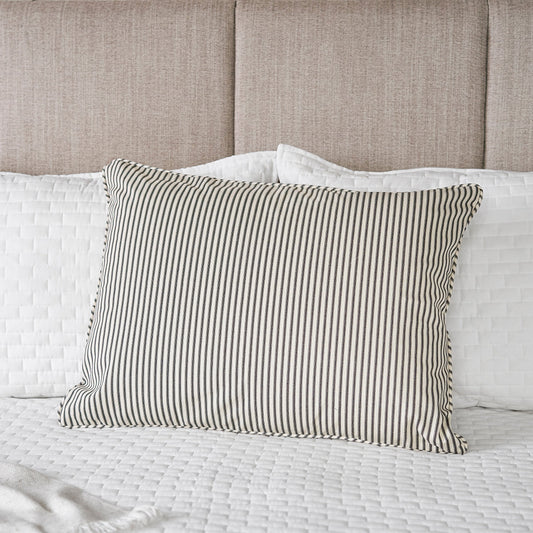 Ticking Stripe Sham | Black | Standard Euro King sizes