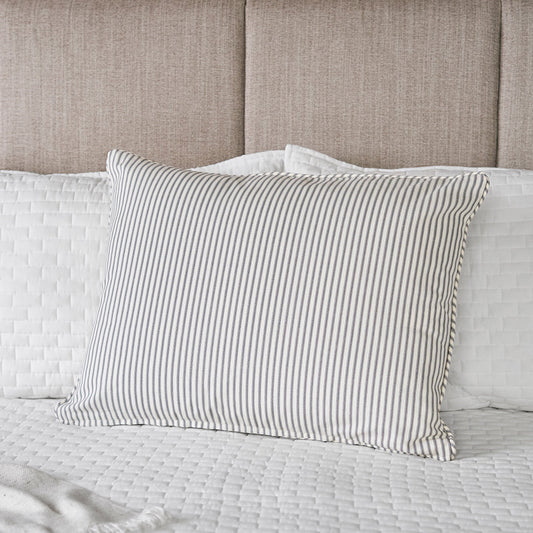 Ticking Stripe Sham | Gray | Standard Euro King sizes