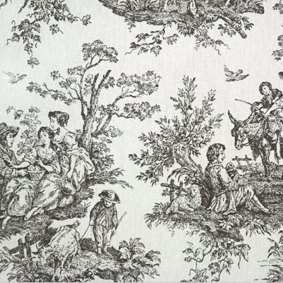 Farmhouse Shower Curtain - Toile de jouy fabric