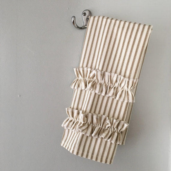 Ticking Stripe Hand Towel Brown