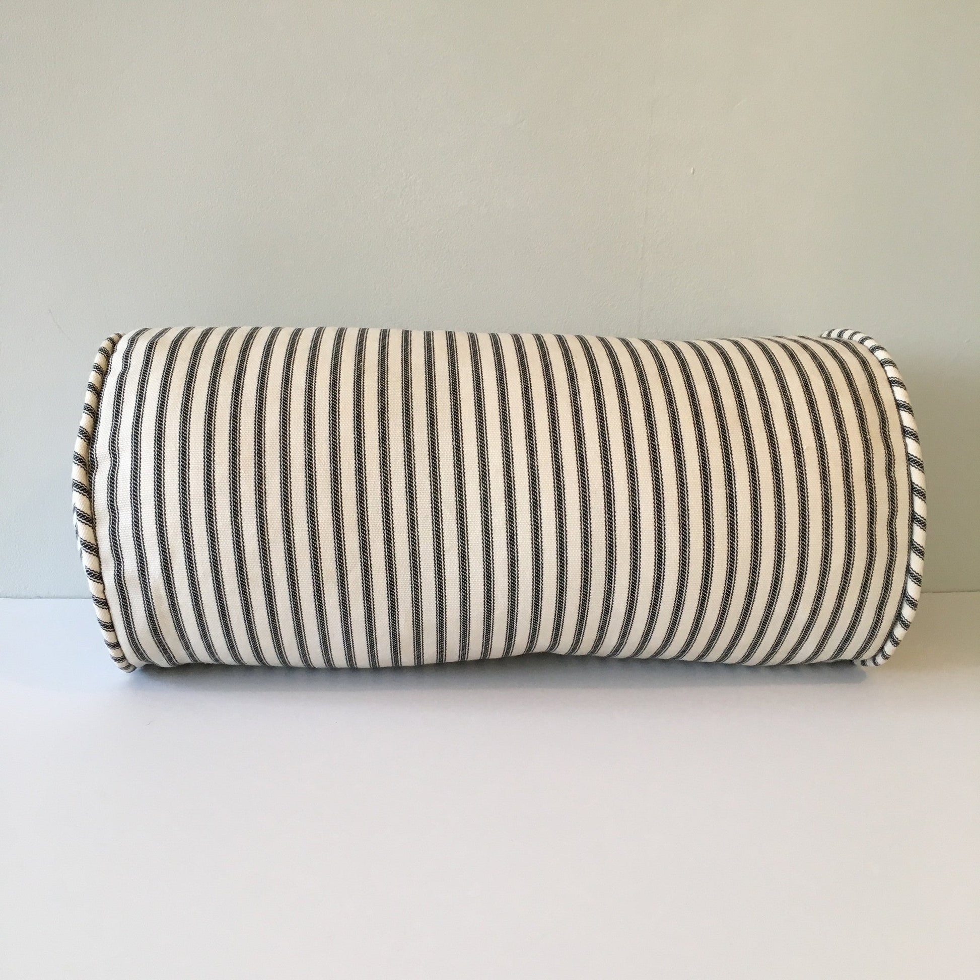 Black Ticking Stripe Bolster Pillow