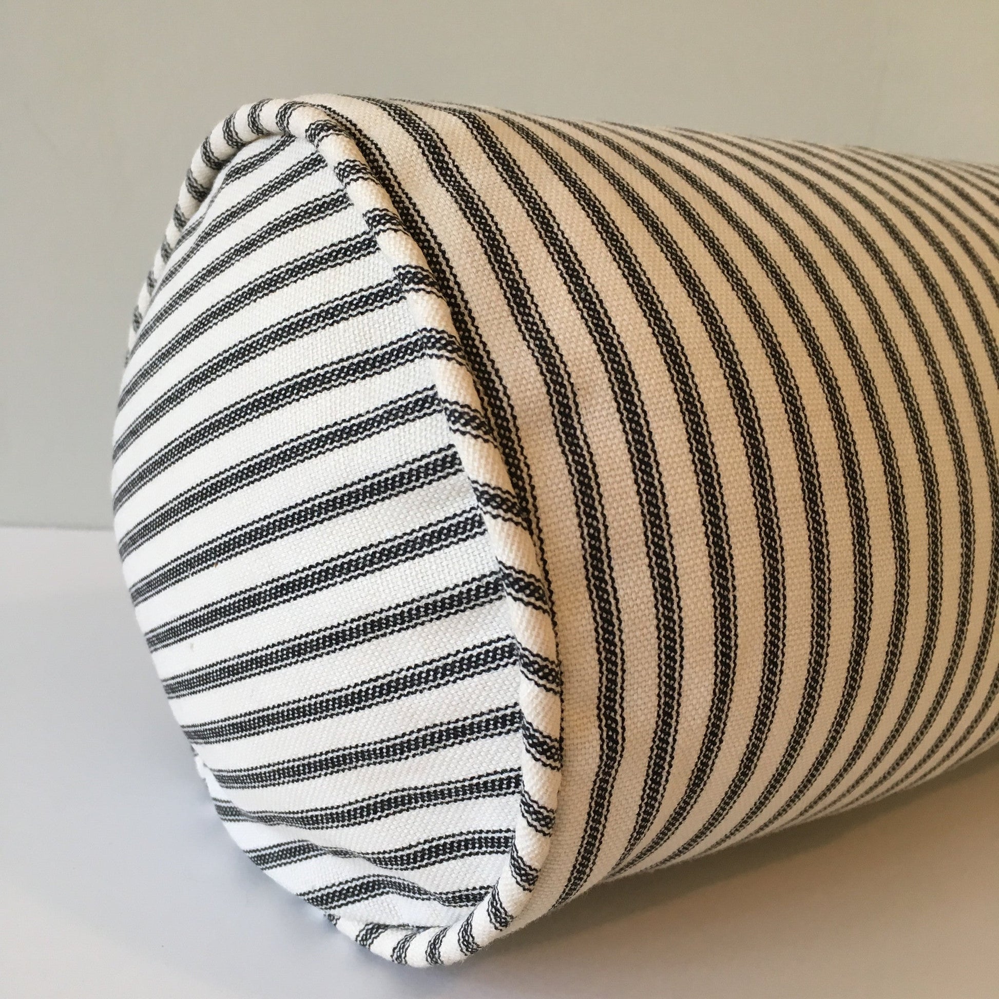 Black Ticking Stripe Bolster Pillow