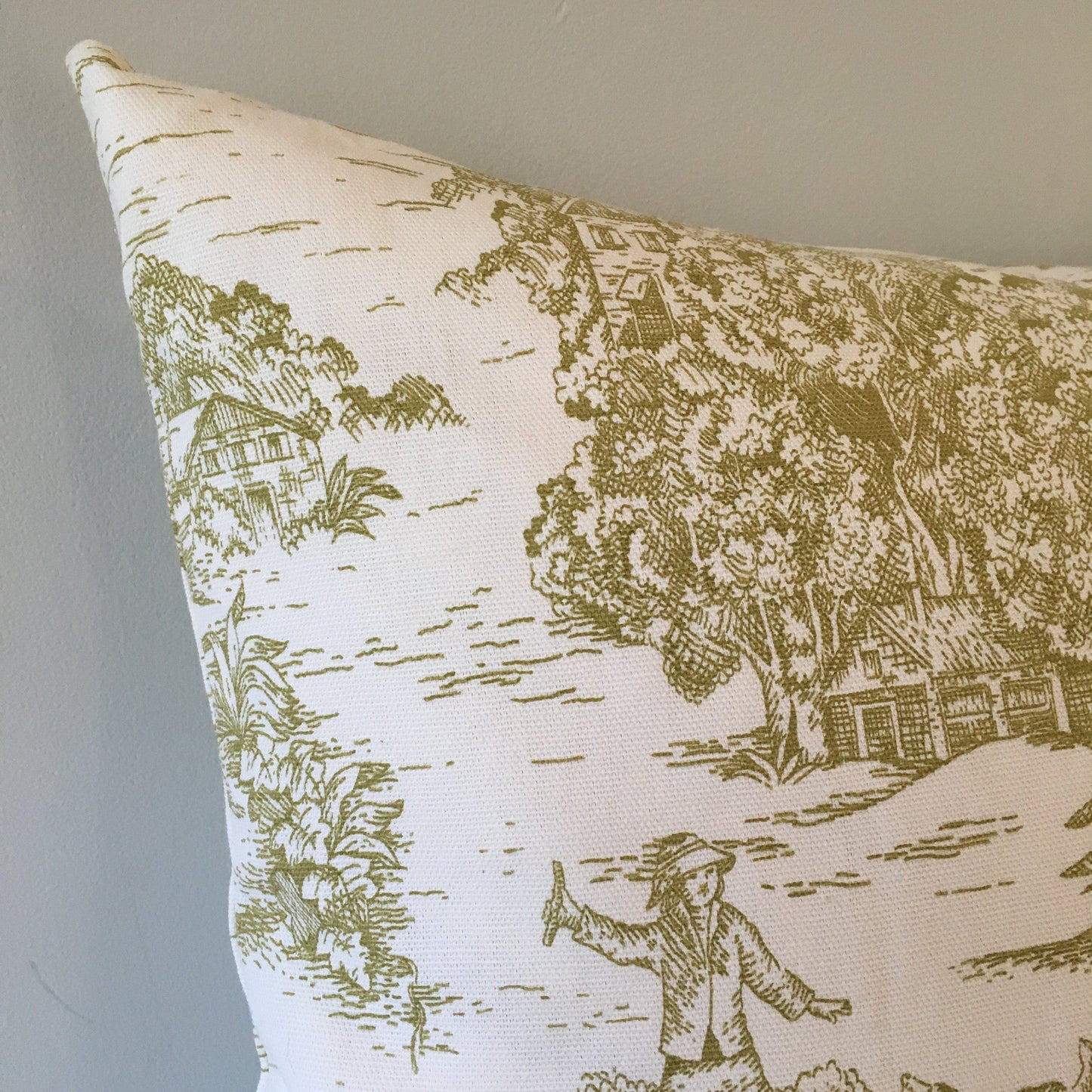 Green Toile Throw Pillow Cover 18x18
