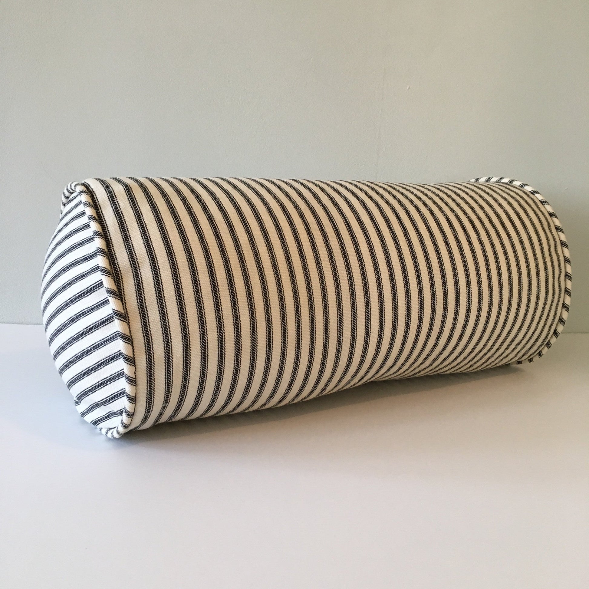 Black Ticking Stripe Bolster Pillow