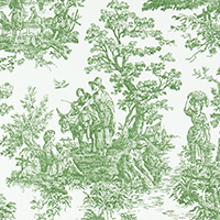 green toile fabric shower curtain fabric detail