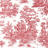 Red Toile De Jouy Fabric By The Yard