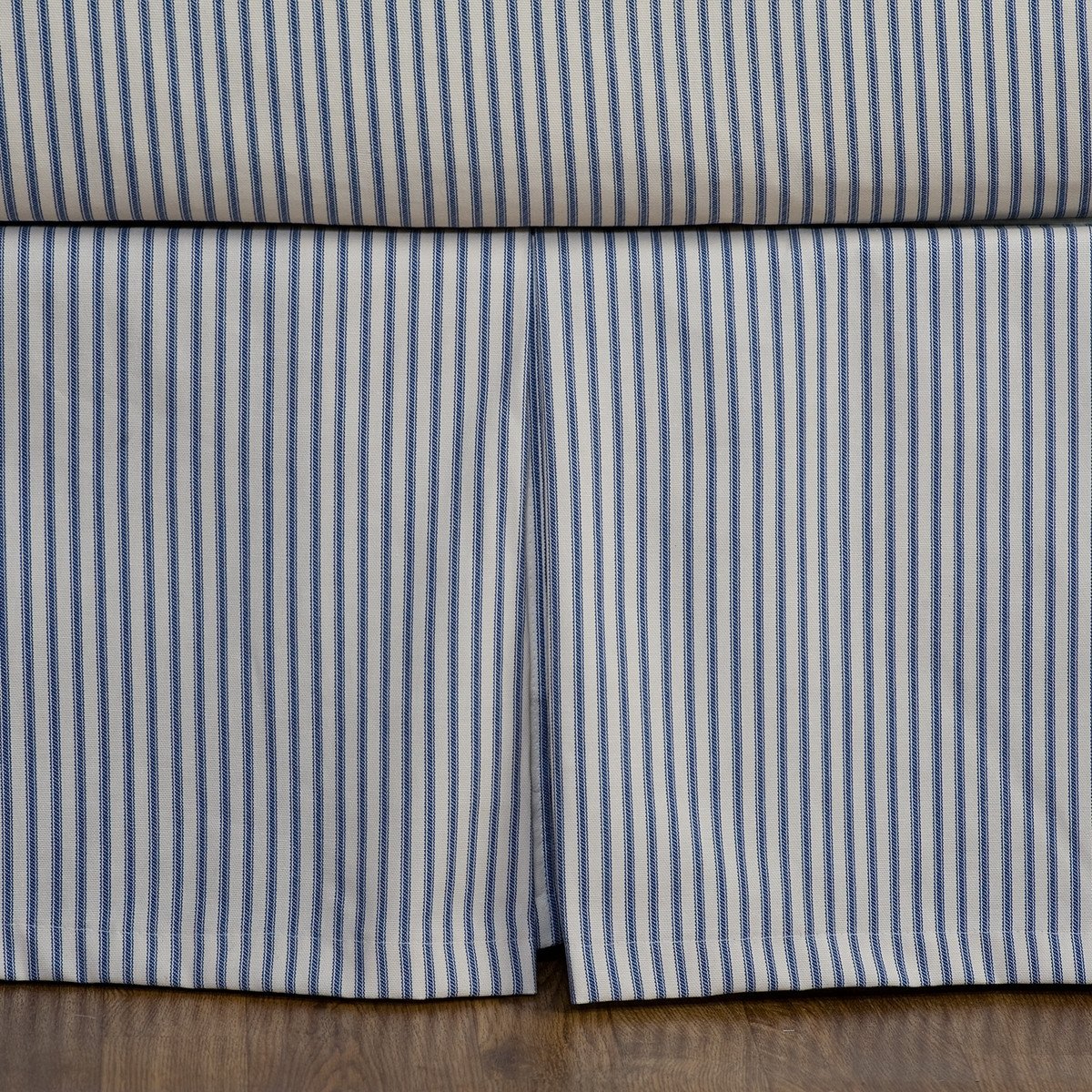 Navy Blue Ticking Bed Skirt
