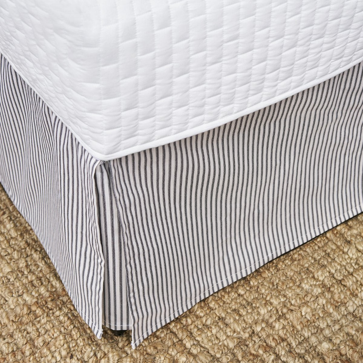 Black Ticking Stripe Bed Skirt 