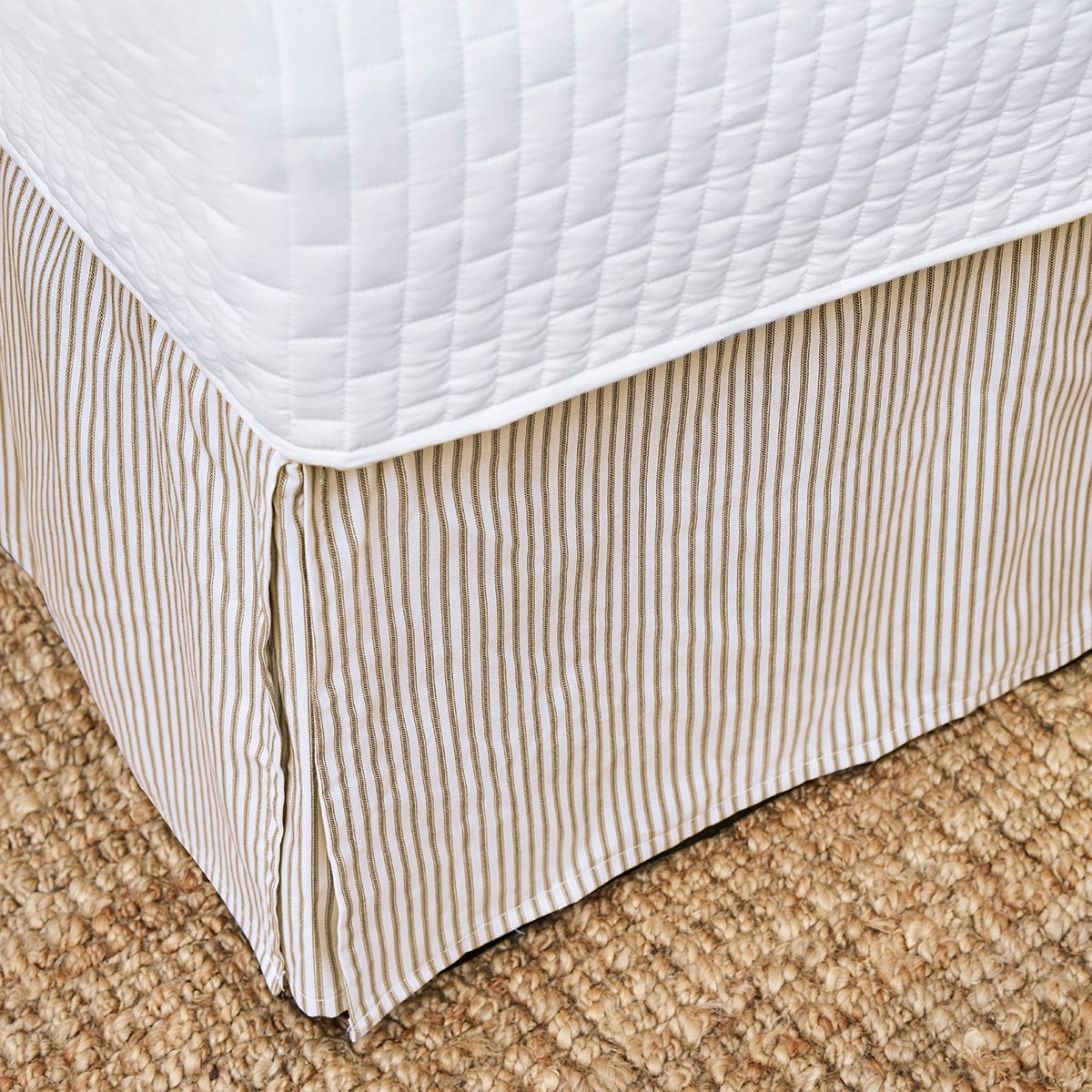 Brown Ticking Stripe Bedskirt | Twin, Full, Queen, King, Cal King, Extra Long Twin