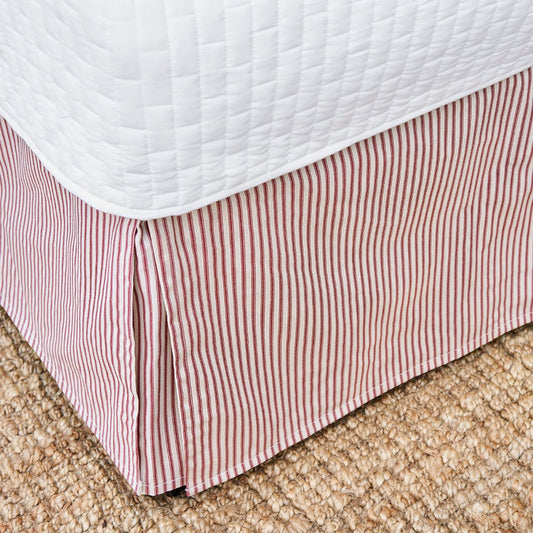 Red Ticking Stripe Bedskirt | Twin, Full, Queen, King, Cal King, Extra Long Twin