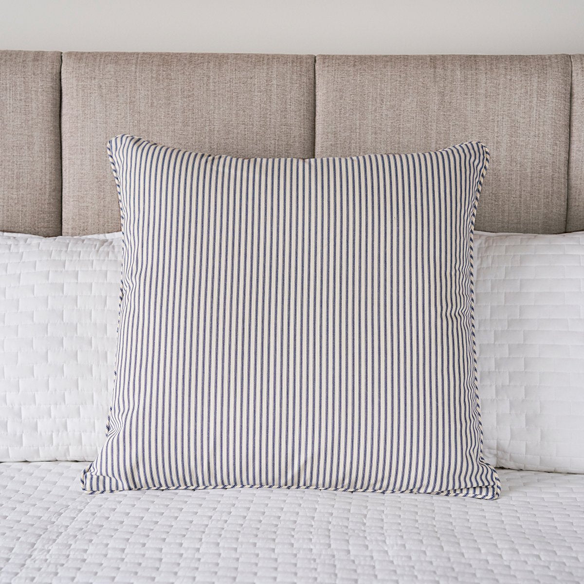 Ticking Stripe Pillow Sham |   Euro Size Blue