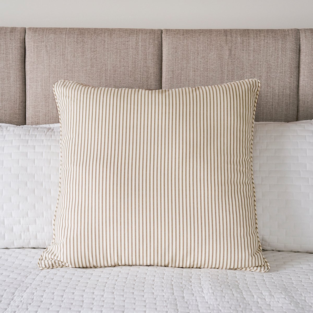 Ticking Stripe Pillow Sham |   Euro Size Brown