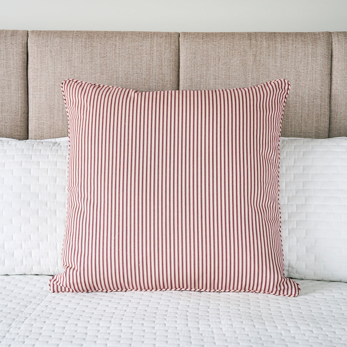 Ticking Stripe Pillow Sham |  Euro Size Red